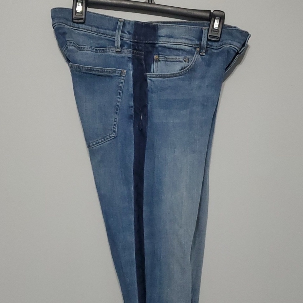 Ann Taylor Factory jeans womens size 6 blue darker blue side stripe Two-tone